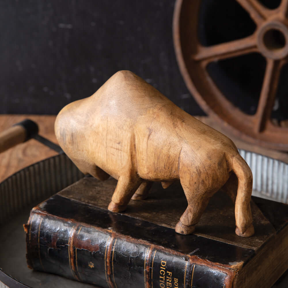 Western Hand-Carved Bison Figurine