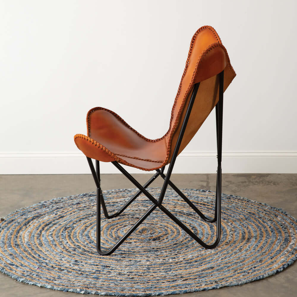 Western Mid-Century Modern Leather Butterfly Chair