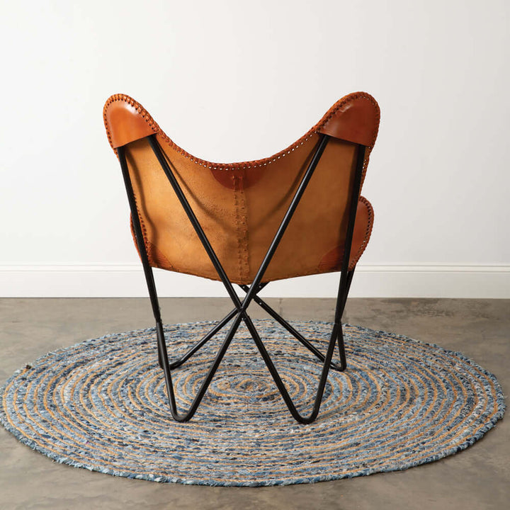 Western Mid-Century Modern Leather Butterfly Chair