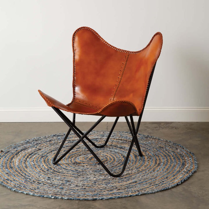 Western Mid-Century Modern Leather Butterfly Chair