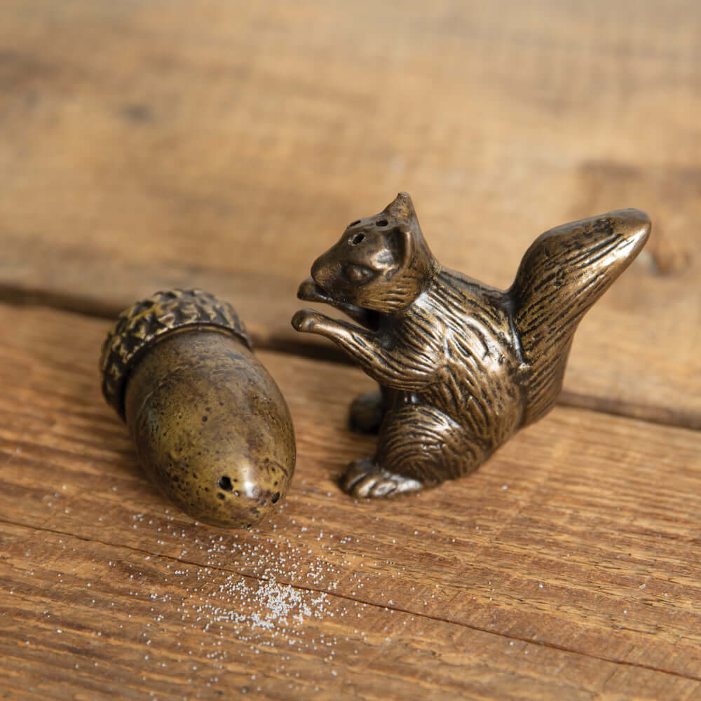 Whimsical Country Squirrel and Acorn Salt & Pepper Shakers