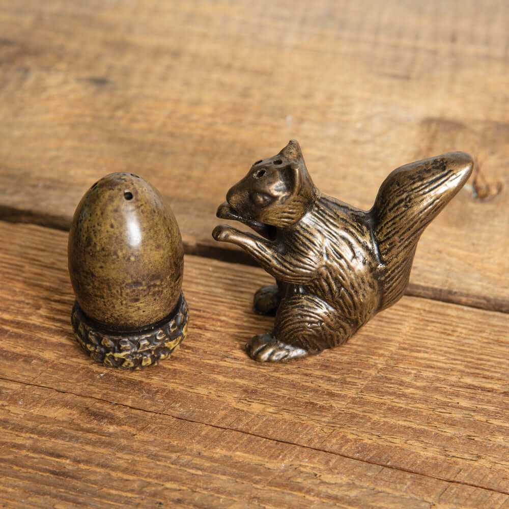 Whimsical Country Squirrel and Acorn Salt & Pepper Shakers