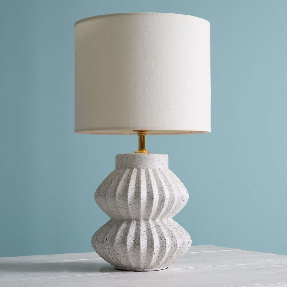 White Speckled Scalloped Table Lamp