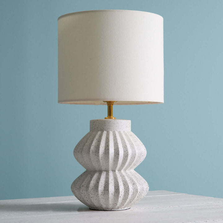 White Speckled Scalloped Table Lamp