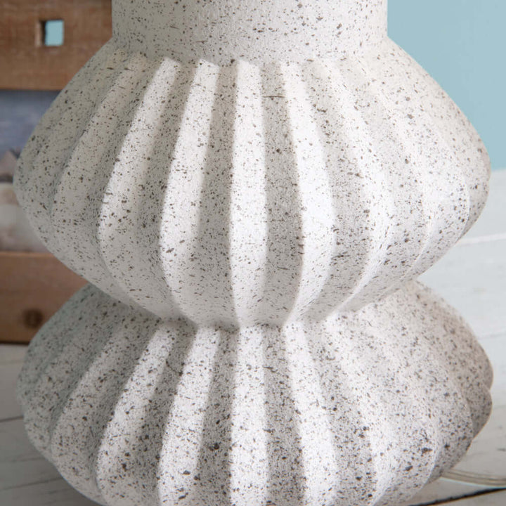 White Speckled Scalloped Table Lamp