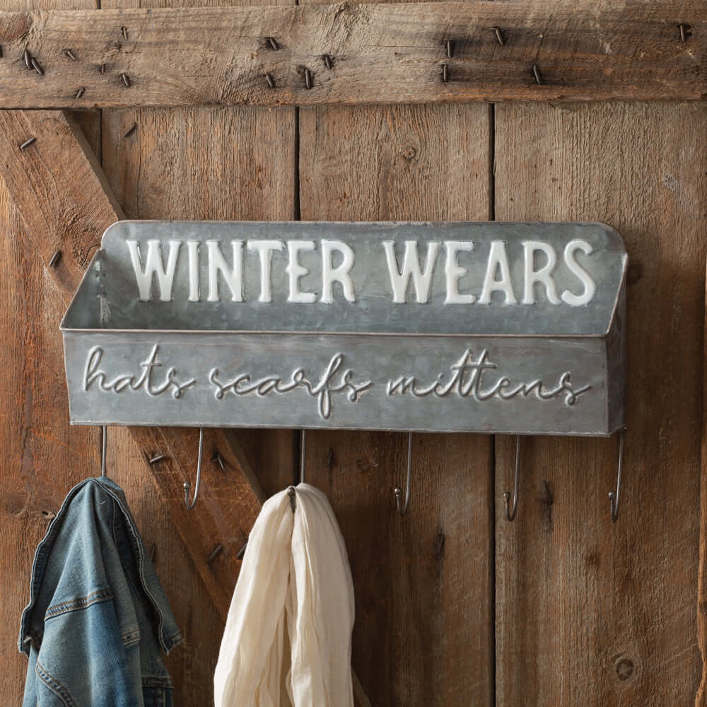 Winter Farmhouse Wall Shelf and Hooks