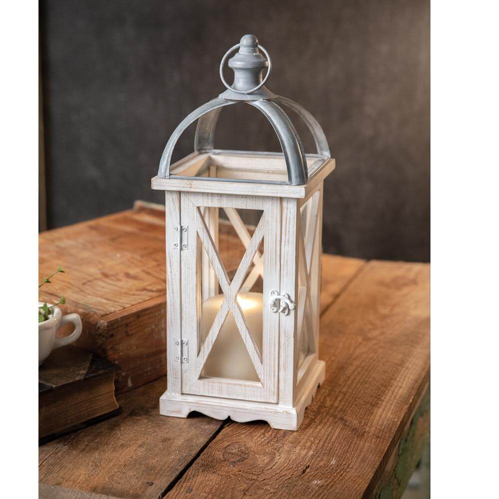 Wood and Metal Farmhouse Candle Lantern