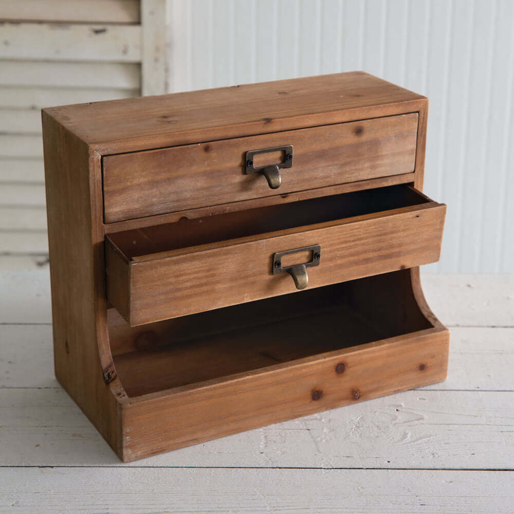 Wood Desktop Organizer with Drawers