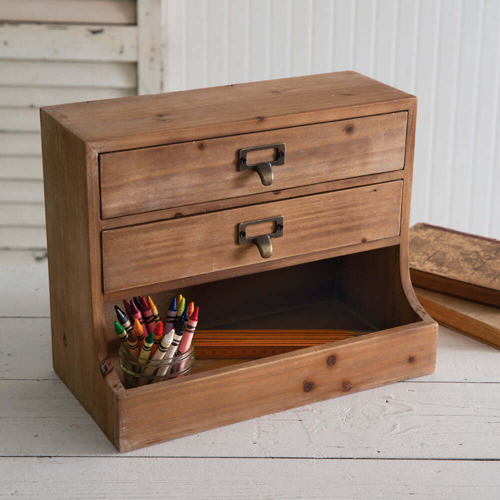 Wood Desktop Organizer with Drawers