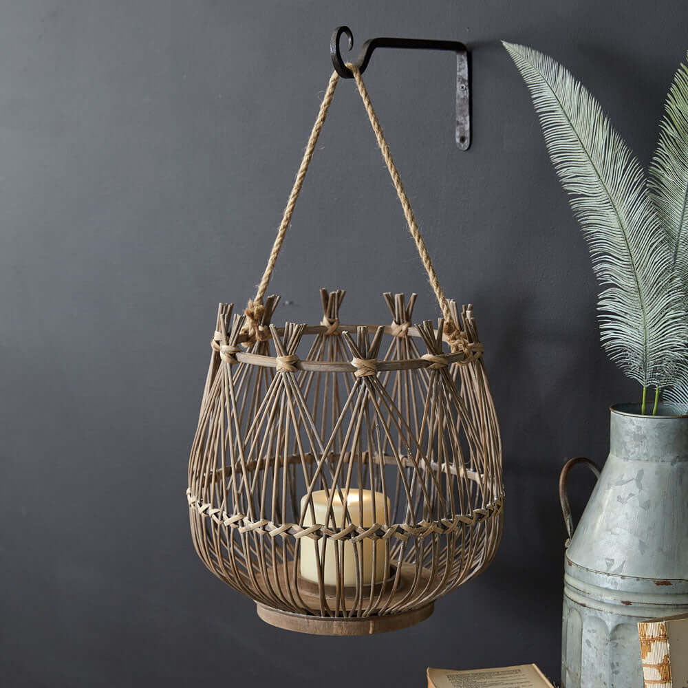 Woven Rattan Boho Hanging Lantern