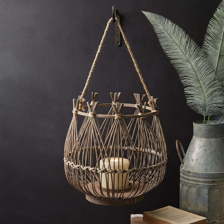 Woven Rattan Boho Hanging Lantern