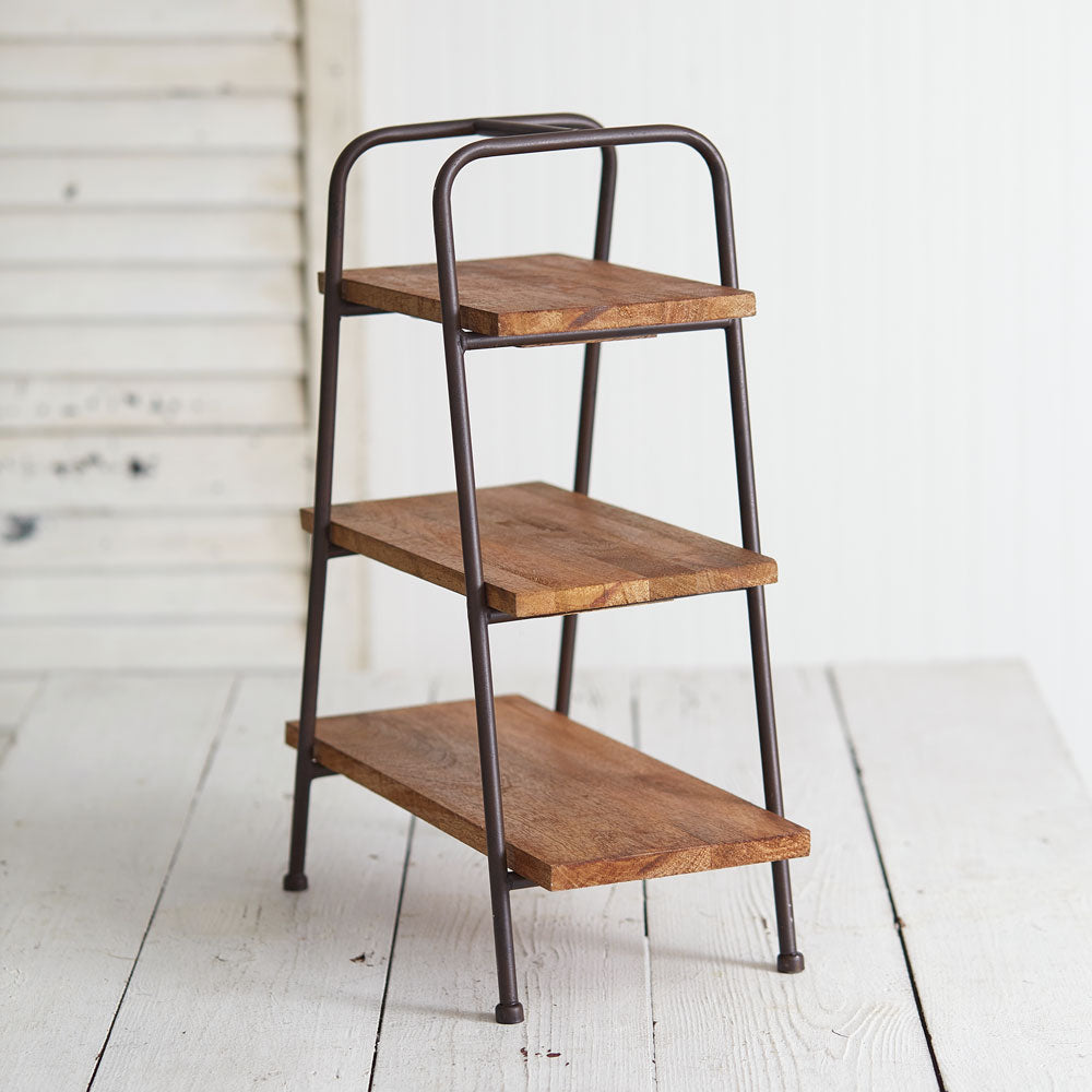 Vintage Inspired Tabletop Metal and Wood Shelves-Home Decor-Vintage Shopper