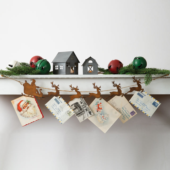 Vintage Inspired Santa's Sleigh and Reindeers Christmas Card Display-Home Decor-Vintage Shopper
