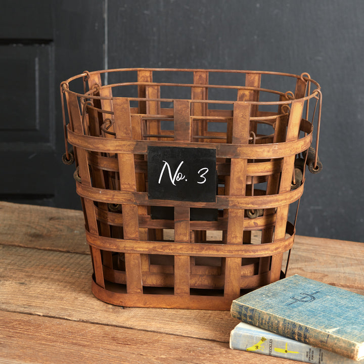 Vintage Inspired Rustic Metal Numbered Storage Baskets (Set of 3)-Storage-Vintage Shopper