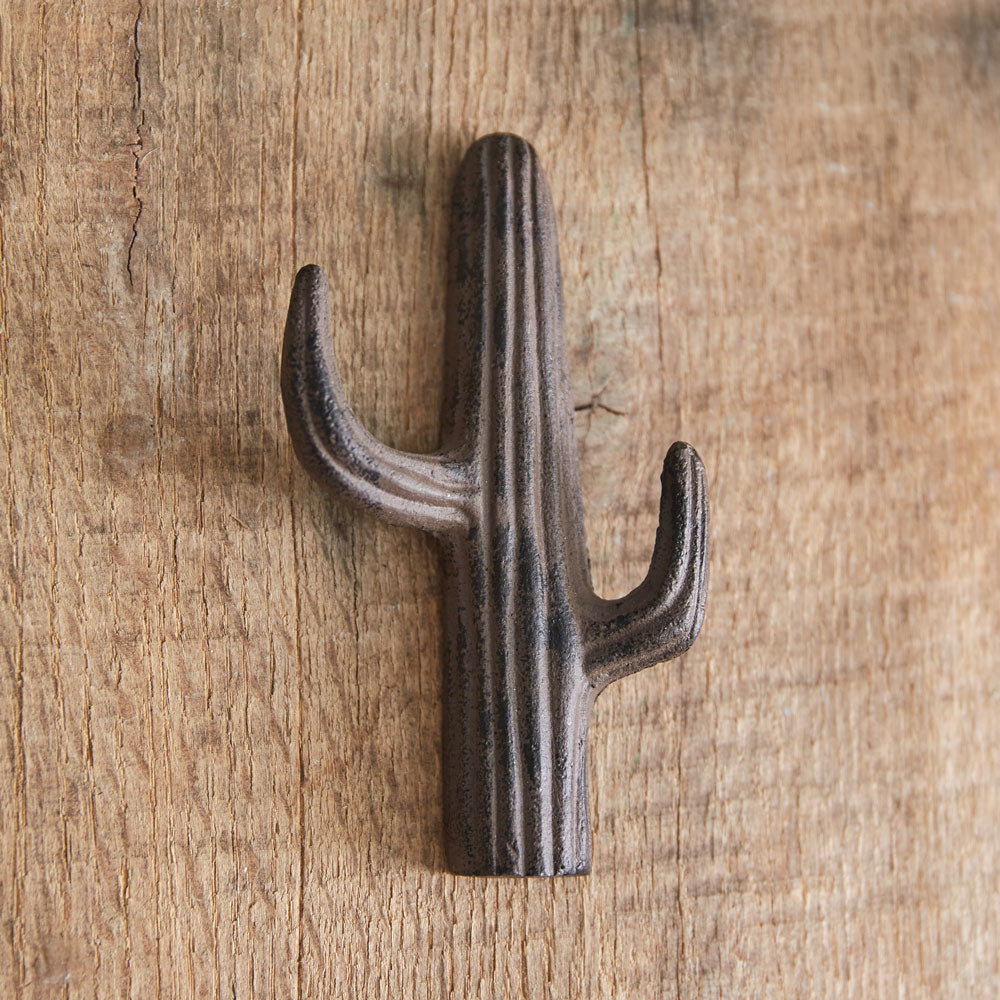 Rustic Cactus Hook in Cast Iron (Set of 2)-Wall Decor-Vintage Shopper