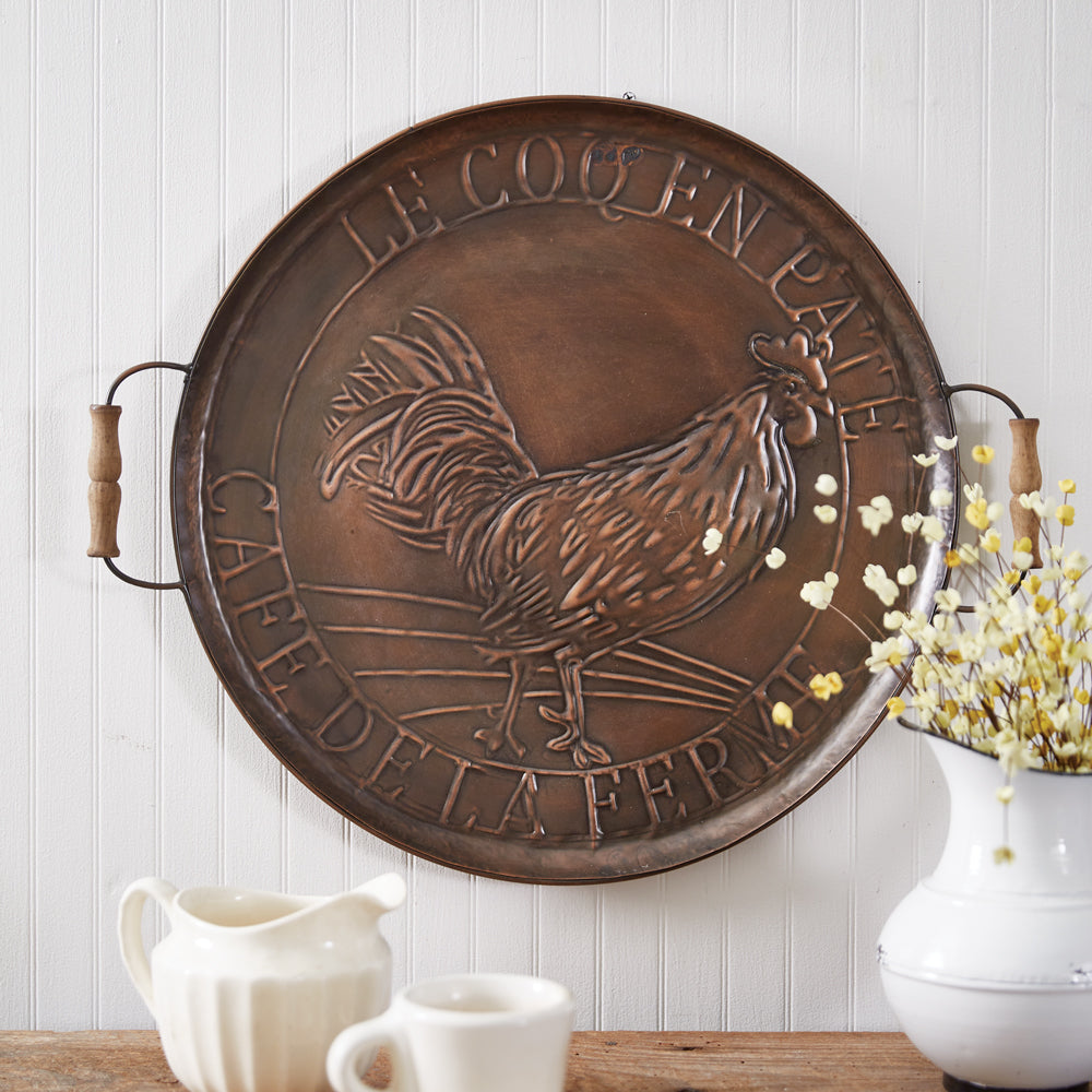 French Country Copper Rooster Tray Wall Decor-Wall Decor-Vintage Shopper