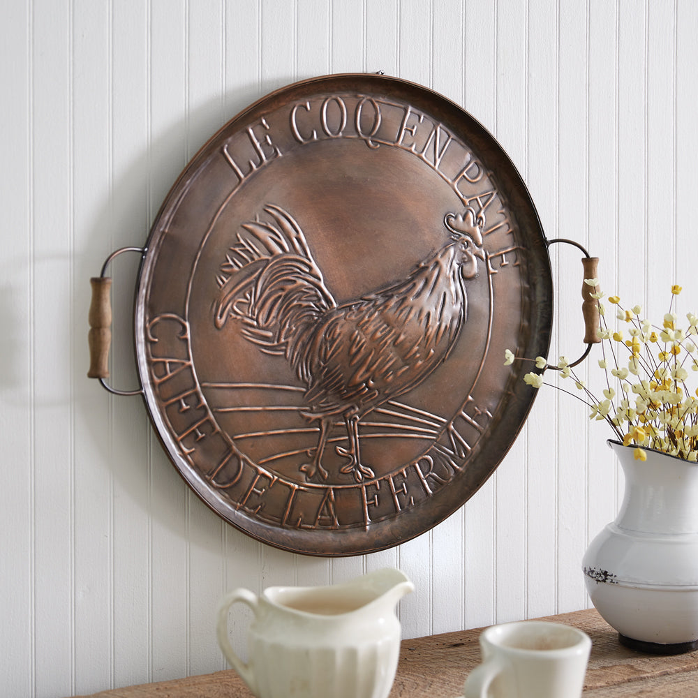 French Country Copper Rooster Tray Wall Decor-Wall Decor-Vintage Shopper