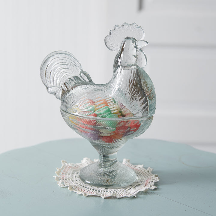 Vintage Rooster Candy Bowl in Glass-Storage-Vintage Shopper