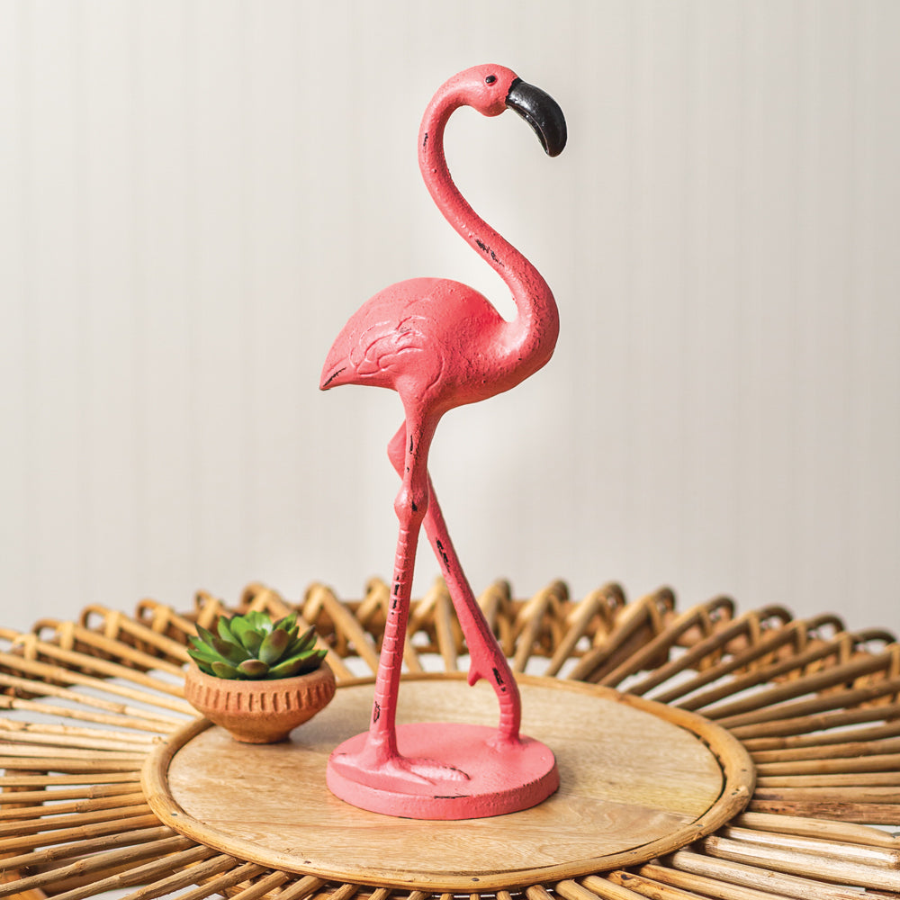 Pink Flamingo Statue in Cast Iron-Home Decor-Vintage Shopper