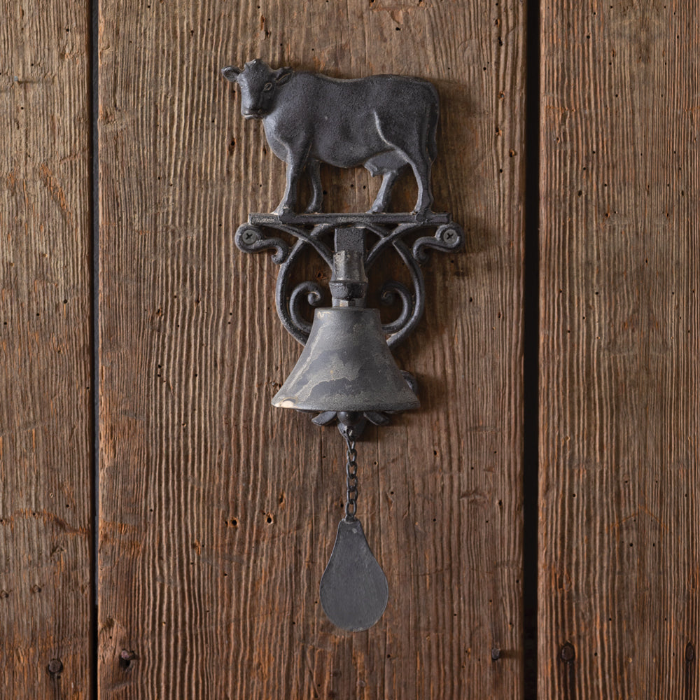 Rustic Farmhouse Cow Dinner Bell in Cast Iron--Vintage Shopper