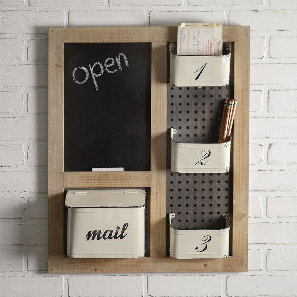 Wall Mounted Mail Organizer and Chalkboard-Storage-Vintage Shopper