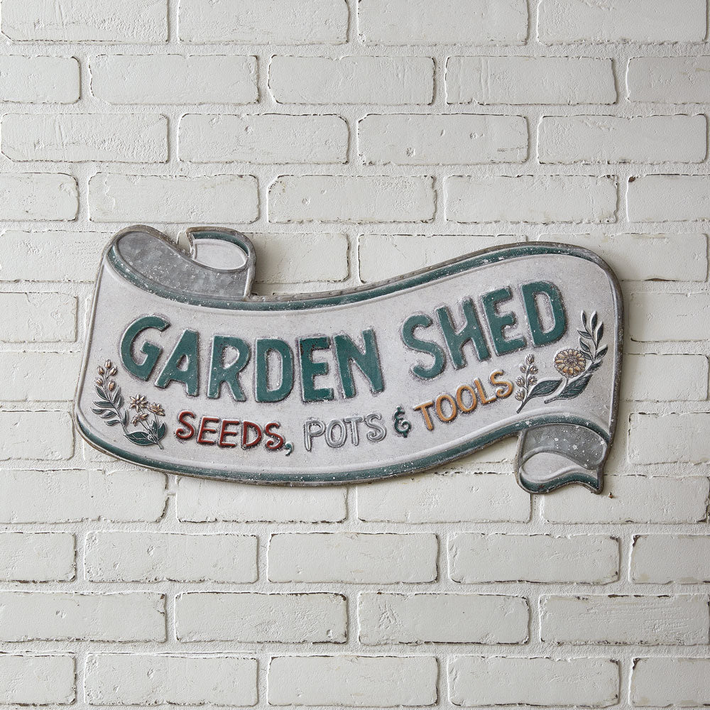 Rustic Garden Shed Scroll Wall Sign-Wall Decor-Vintage Shopper
