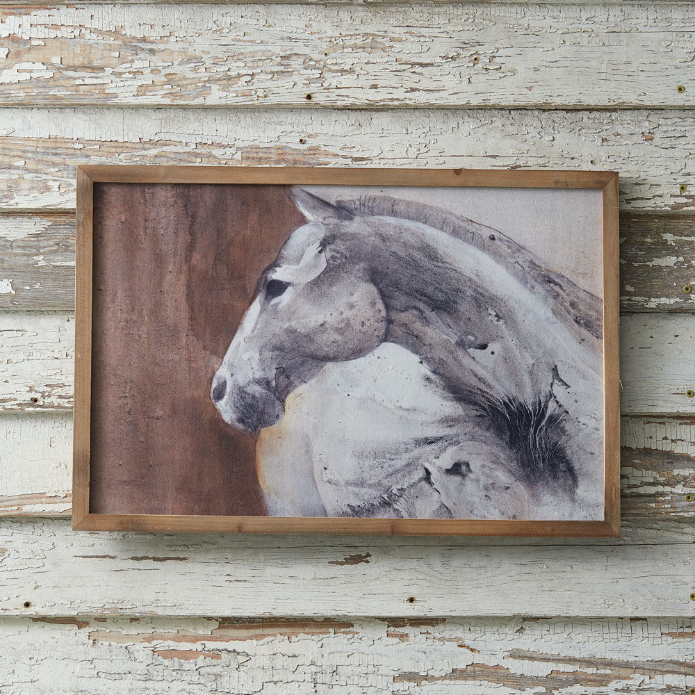 White Horse Profile Framed Canvas Art Wall Print-Wall Decor-Vintage Shopper