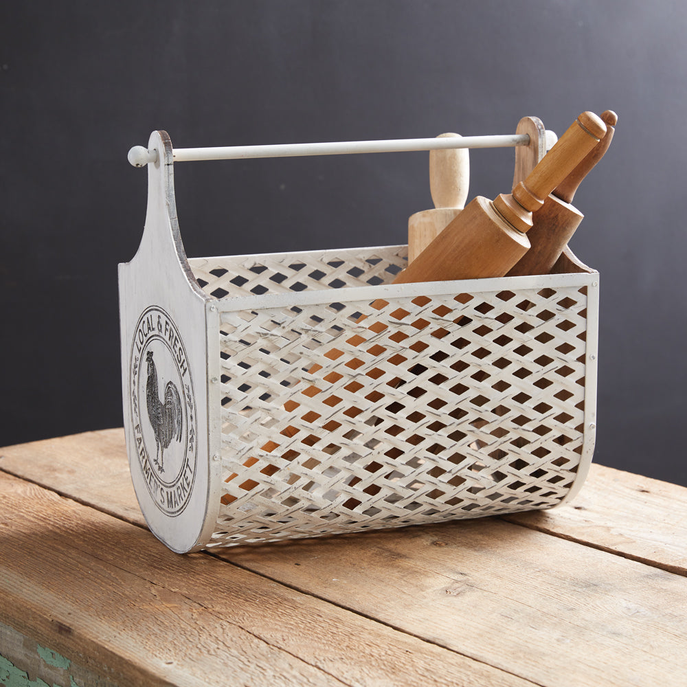 Rustic Rooster Farmhouse Kitchen Basket Organizer-Tabletop-Vintage Shopper