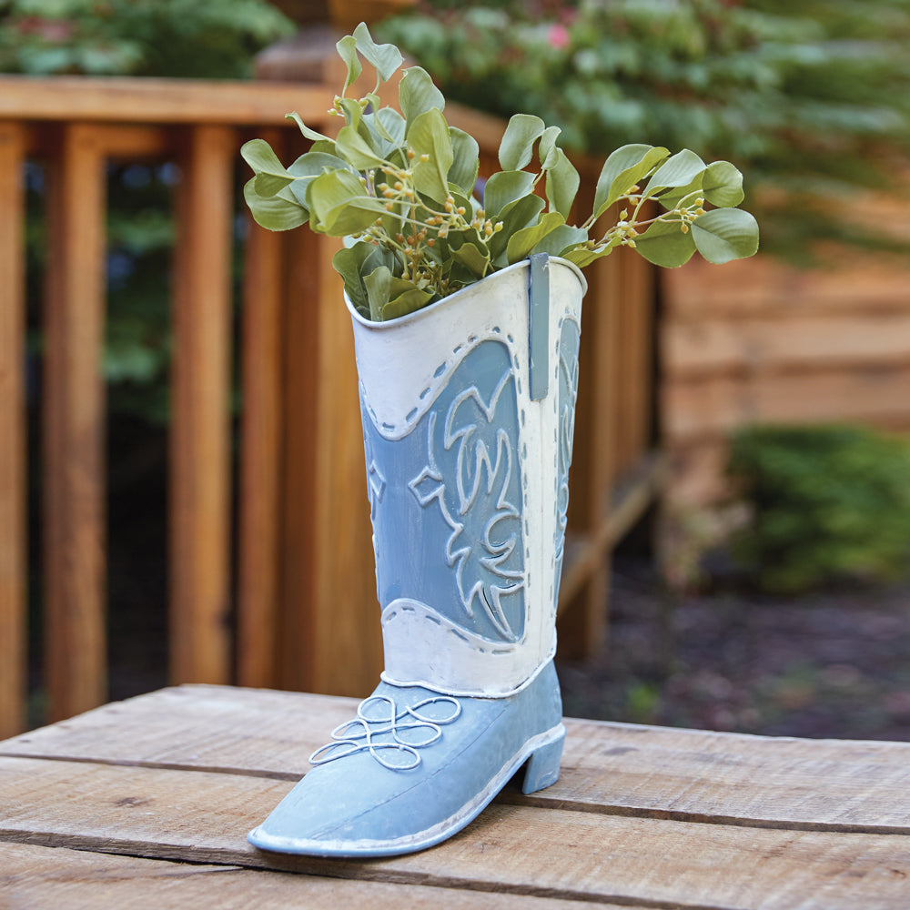 Decorative Country Cowgirl Boot in Metal-Outdoor Décor-Vintage Shopper