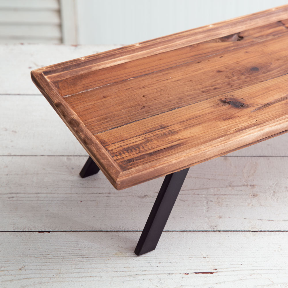 Industrial Tray in Aged Wood on Metal Legs-Kitchen-Vintage Shopper