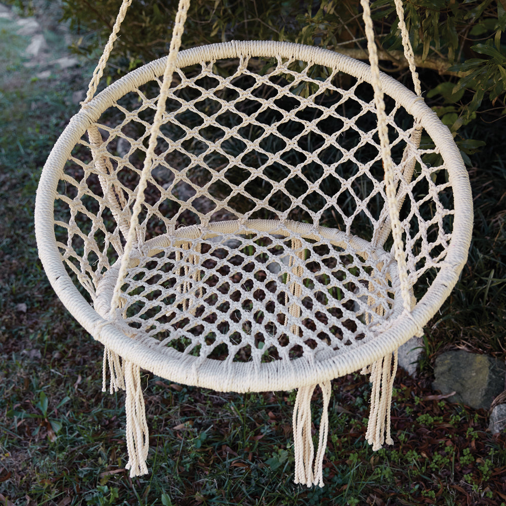 Boho Macramé Hammock Chair-Hammocks-Vintage Shopper