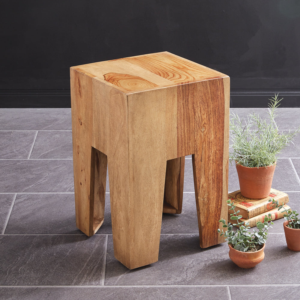 Minimalist Wood Block Stool or End Table-Home Decor-Vintage Shopper