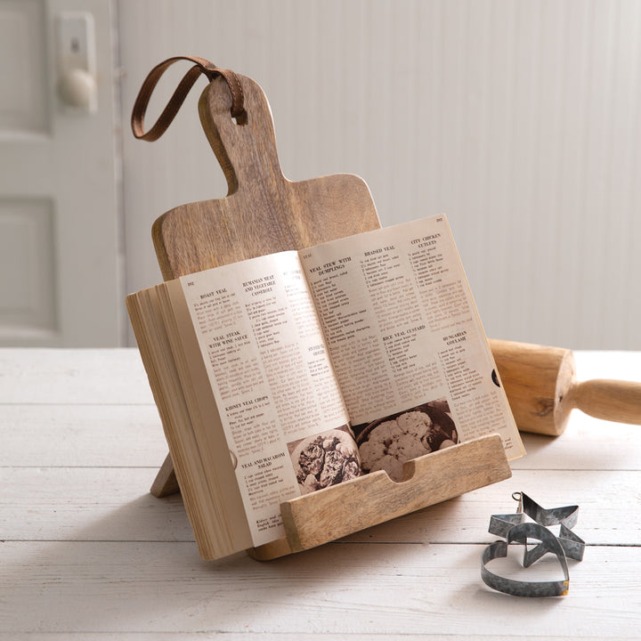 Vintage Wood Cutting Board Cookbook Stand-Home Decor-Vintage Shopper