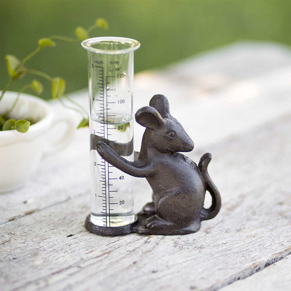 Country Mouse Figurine and Rain Gauge-Outdoor Décor-Vintage Shopper