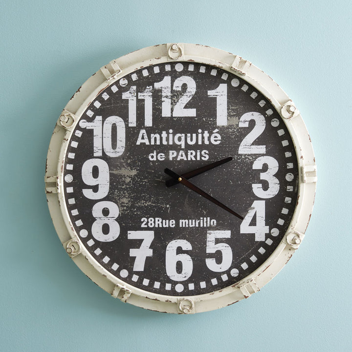 Antique French Country Wall Clock-Clocks-Vintage Shopper