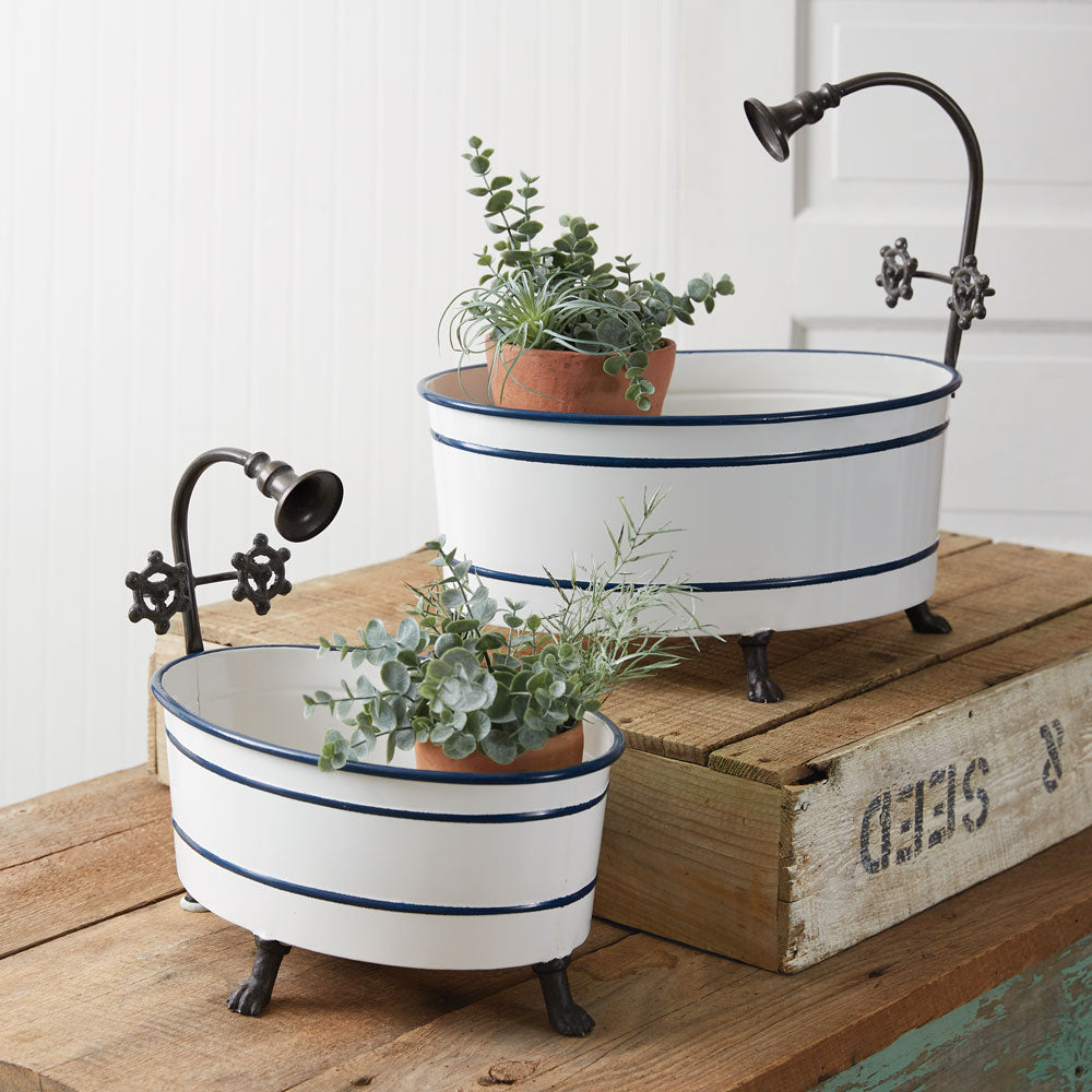Vintage Inspired Clawfoot Bathtub Containers (Set of 2)-Storage-Vintage Shopper