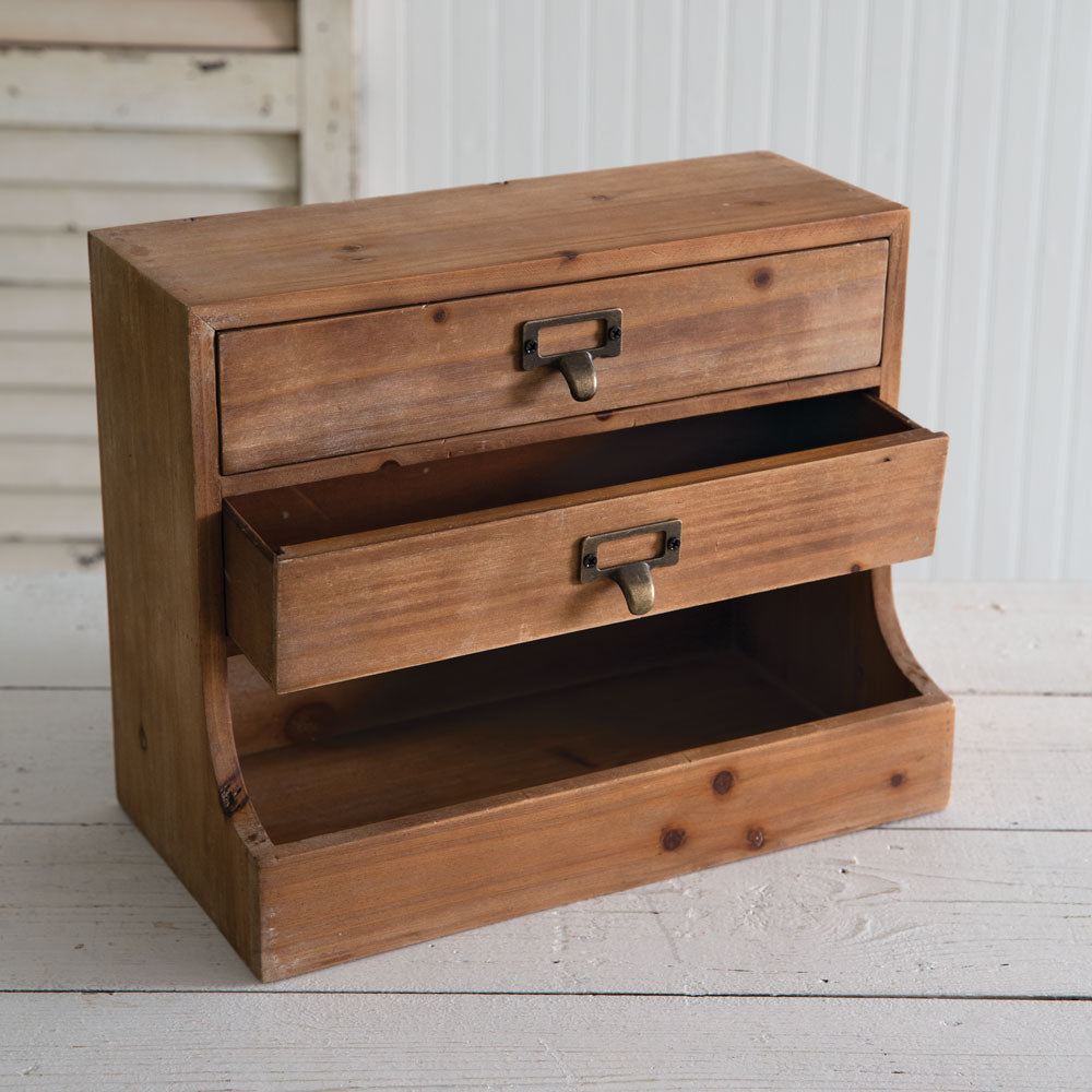Wood Desktop Organizer with Drawers-organizer-Vintage Shopper