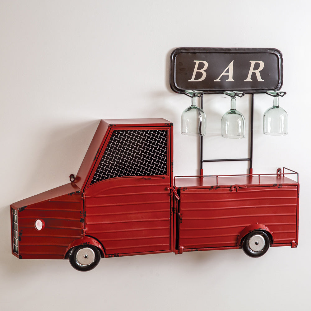 Wall Mounted Red Truck Wine Bar-Wall Decor-Vintage Shopper