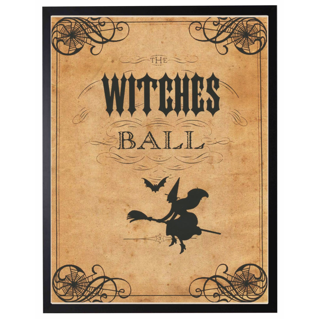 Vintage Reproduction "The Witches Ball" Poster in Black Frame-Art-Vintage Shopper
