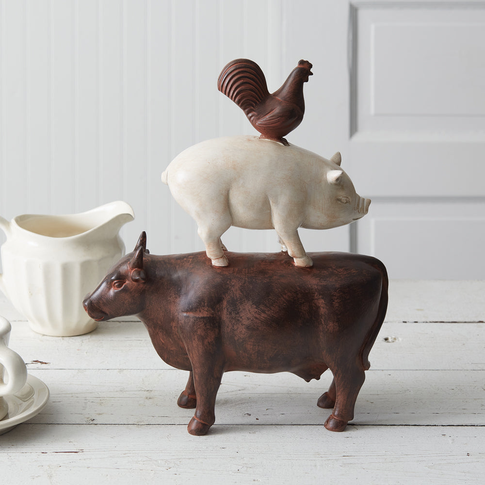 Stacked Farmhouse Animals Figurine-Statues-Vintage Shopper