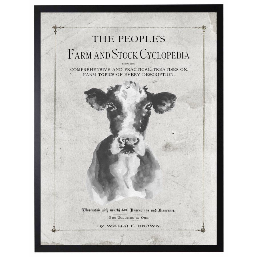 Antique Farmhouse Cow Artwork inspired by "The People's Farm And Stock Cyclopedia"-Art-Vintage Shopper