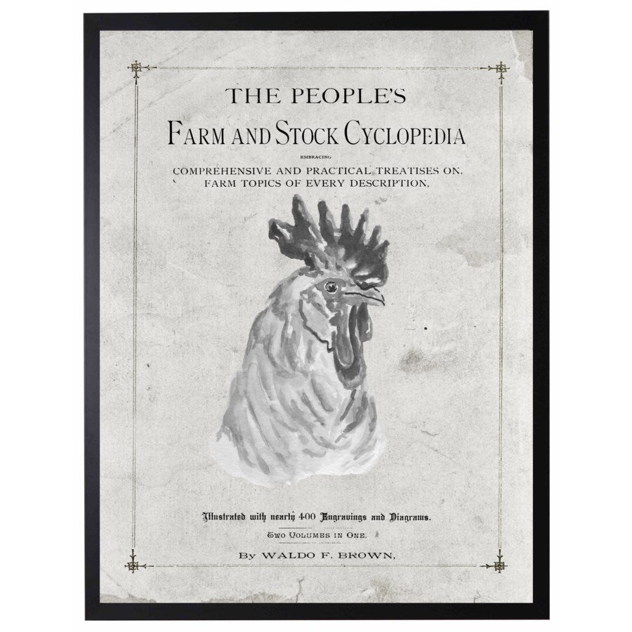 Antique Farmhouse Rooster Artwork inspired by "The People's Farm And Stock Cyclopedia"-Art-Vintage Shopper