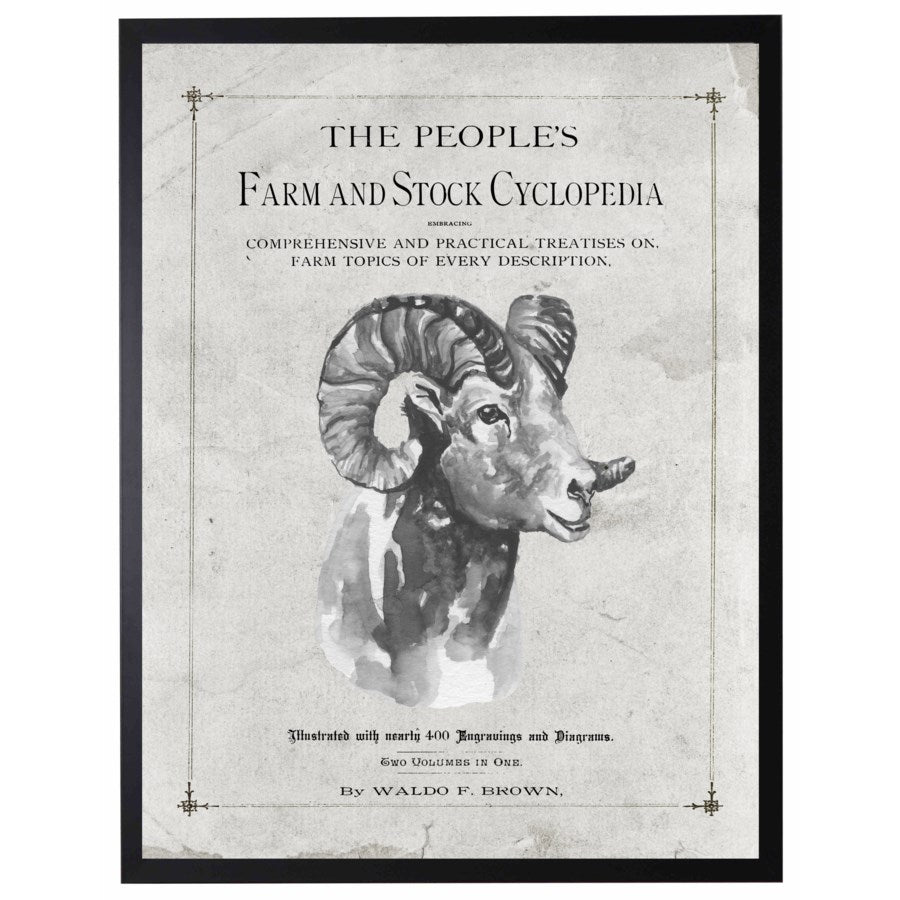 Antique Farmhouse Ram Artwork inspired by "The People's Farm And Stock Cyclopedia"-Art-Vintage Shopper