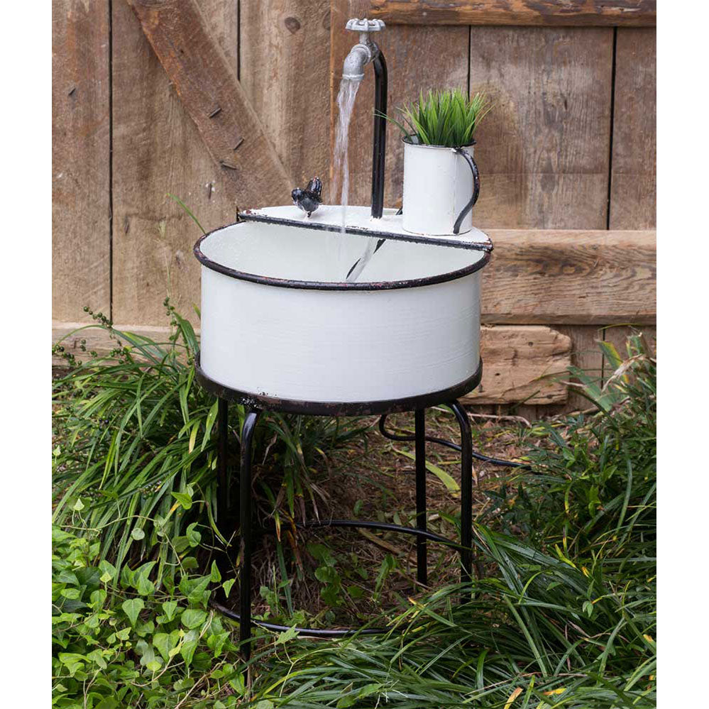 Metal Farmhouse Garden Sink and Spigot Fountain-Outdoor Décor-Vintage Shopper