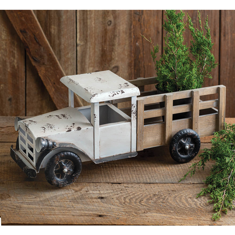 Retro Rustic White Farm Pickup Truck-Tabletop-Vintage Shopper