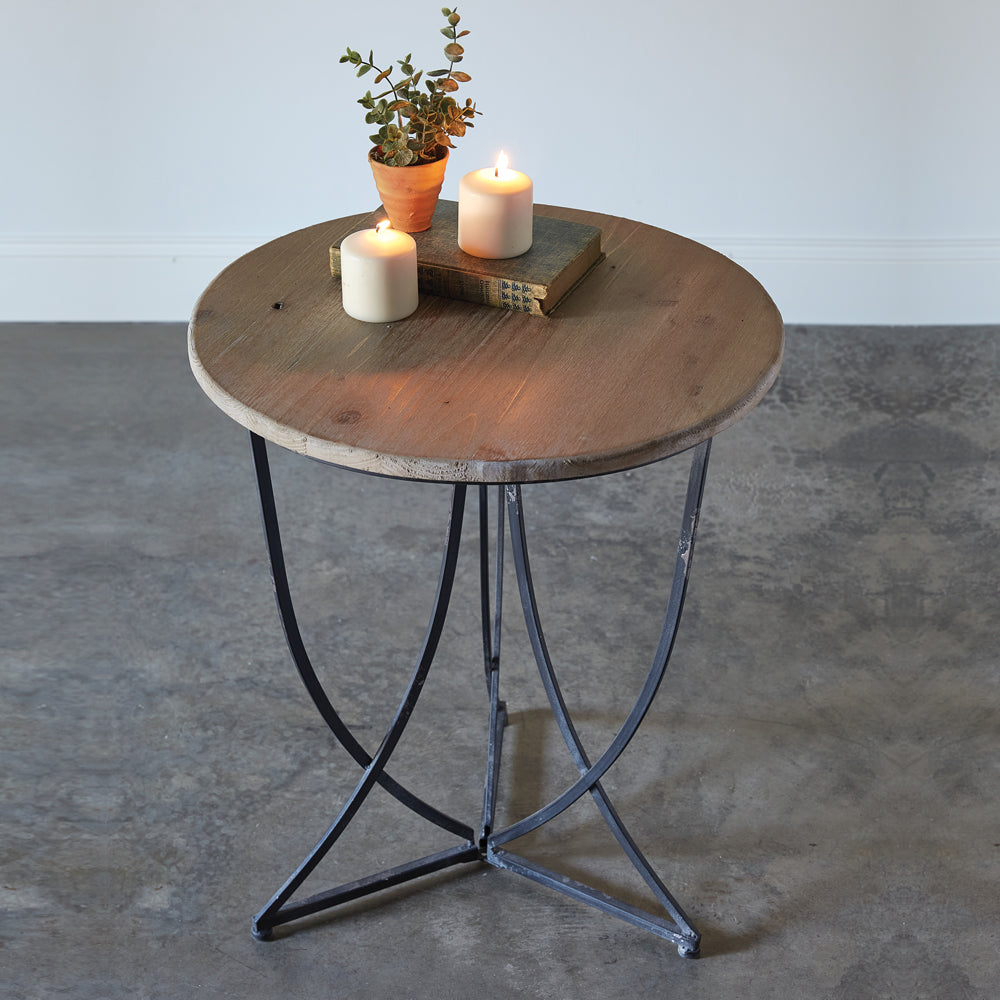 Rustic Metal and Wood Side Table-Home Decor-Vintage Shopper