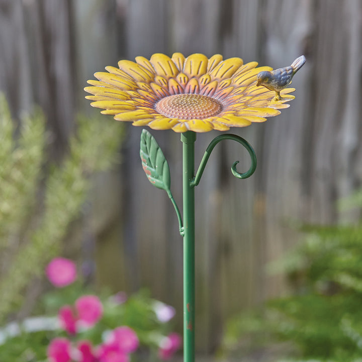 Metal Sunflower Bird Feeder on Garden Stake-Outdoor Décor-Vintage Shopper