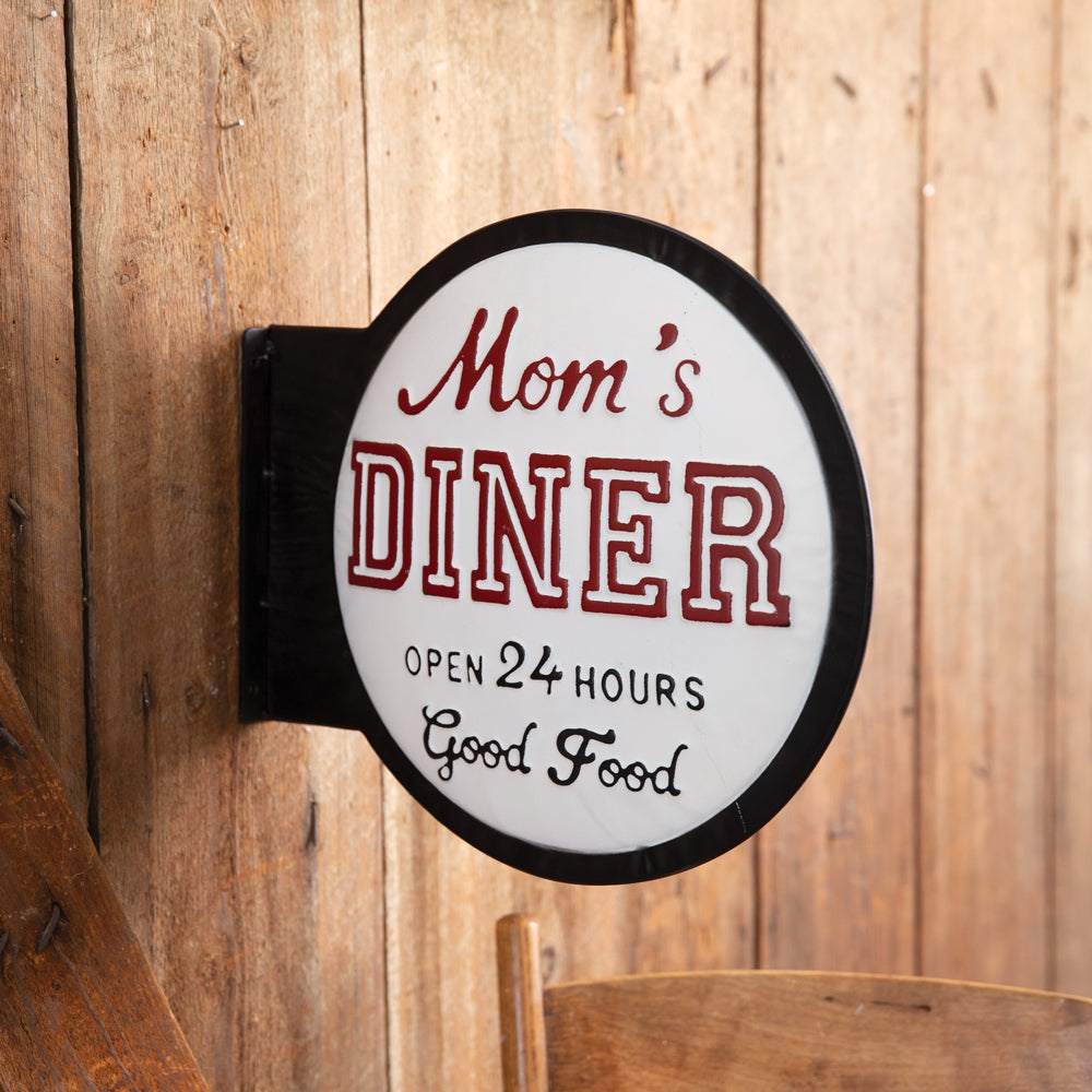 Mom's Diner Retro Metal Wall Sign-Wall Decor-Vintage Shopper