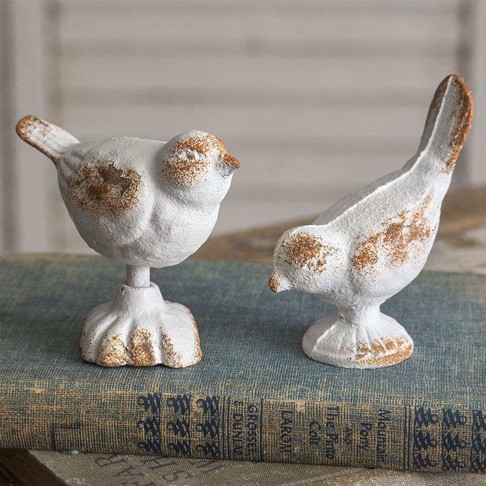 Decorative Rustic Cast Iron Bird Statues (Set of Two)-Home Decor-Vintage Shopper