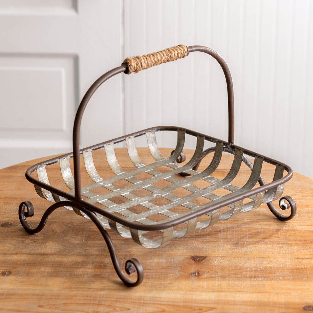 Tobacco Style Vintage Inspired Metal Lattice Basket-Tabletop-Vintage Shopper